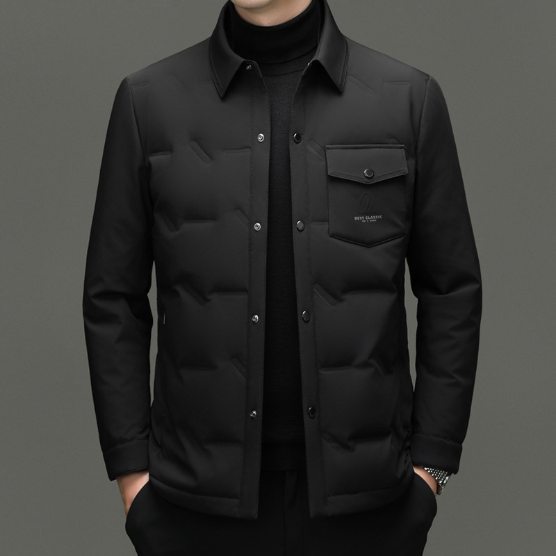 Middle-Aged Business down Jacket Men's New National Standard White Duck down Jacket Dad Jacket Men's Lapel Light down Jacket