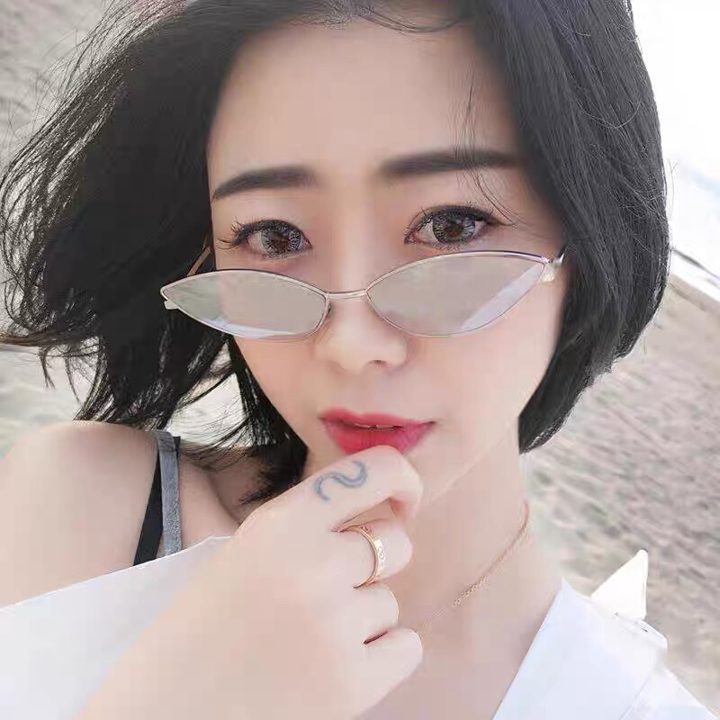 新款跨境红色三角猫眼墨镜女韩版潮猫眼女复古个性眼镜网红太阳镜|undefined