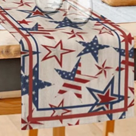 Transfronterizo 2024 Amazon nuevo día independiente pentáculo lino tabla bandera tabla de comedor tabla de té tabla de bandera