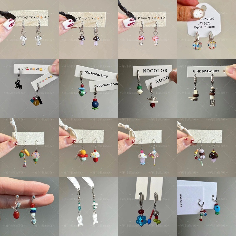 Asymmetrical small design universal earrings