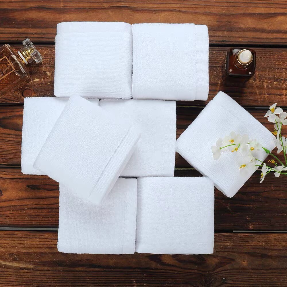 White Small Square Towel Pure Cotton White Towel Hotel Beauty Salon Kindergarten Kitchen Restaurant Hotel Hand Towel Handkerchief