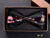 Cross -border fashion male trendy black leather tie bow business professional dress wedding leather collar flower creative bow knot