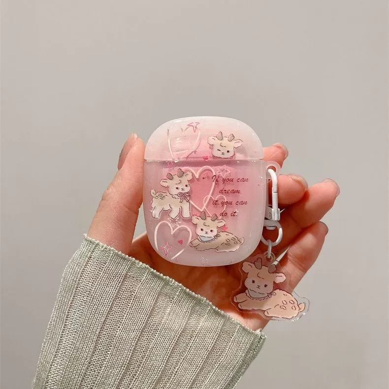 Чехол для наушников Apple AirPods 4/Pro 3 в виде мультяшного оленя с сердцем