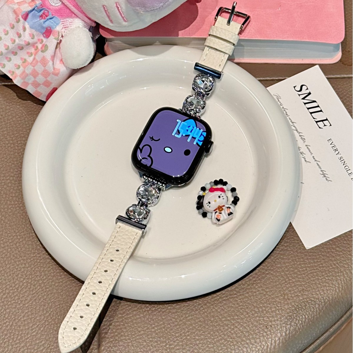 Suitable for Huawei Gt6 Xiaomi 10 Apple S11 Watch Iwatch987654Se Women's Watch Strap Kt Pebbled Leather