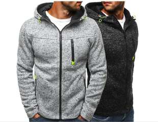 2021 foreign trade new men's sports leisure jacquard sweater fleece multi-zipper cardigan hooded coat Amazon