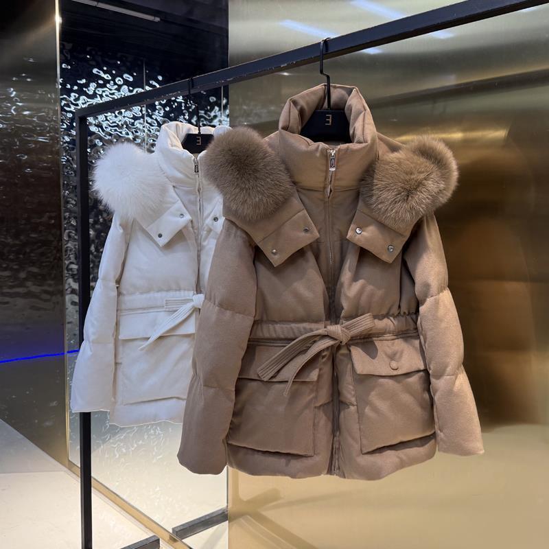 Fur Trim 95% Goose down 2025 Fur Collar Women's Large Imported Fox Hat Waist down Autumn and Winter down Jacket Parka New Fur Trim 95% Goose down 2025 Fur Collar Women's Large Imported Fox Hat Waist down Autumn and Winter down Jacket Parka New