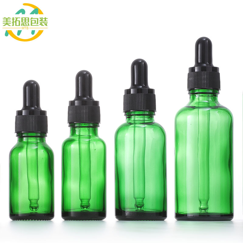 5-100ml绿色精油瓶原色 30ml滴管瓶 15ml精华液分装瓶 厚款玻璃瓶