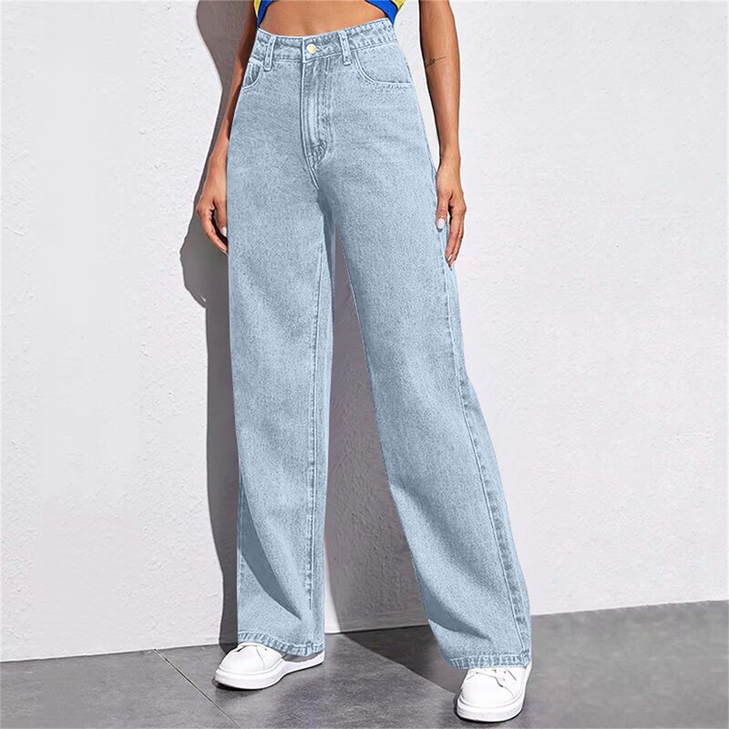 新しい Amazon AliExpress クロスボーダーヨーロッパとアメリカの女性のジーンズ女性のハイウエストスリムストレートデニムパンツホットスタイル|undefined