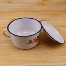 批發搪瓷杯帶蓋快餐杯老式懷舊飯缸茶缸泡面碗保鮮盒大容量干飯碗