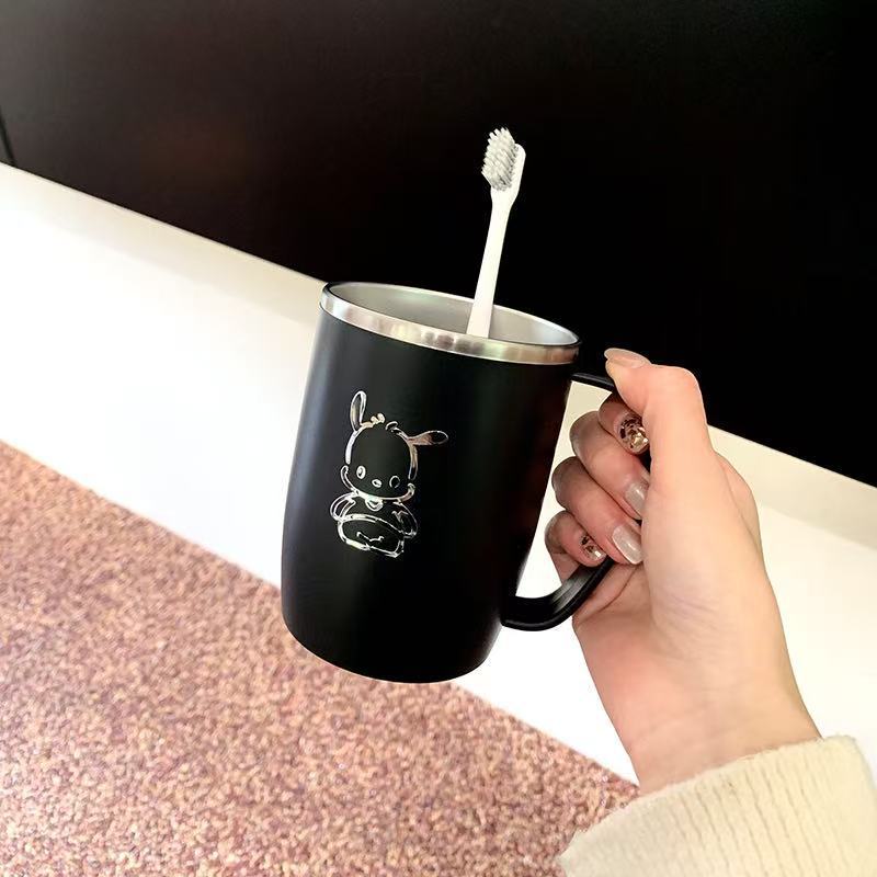 日式不锈钢洗漱口杯防霉刷牙水杯子带手柄一家三口简约可爱家用|undefined