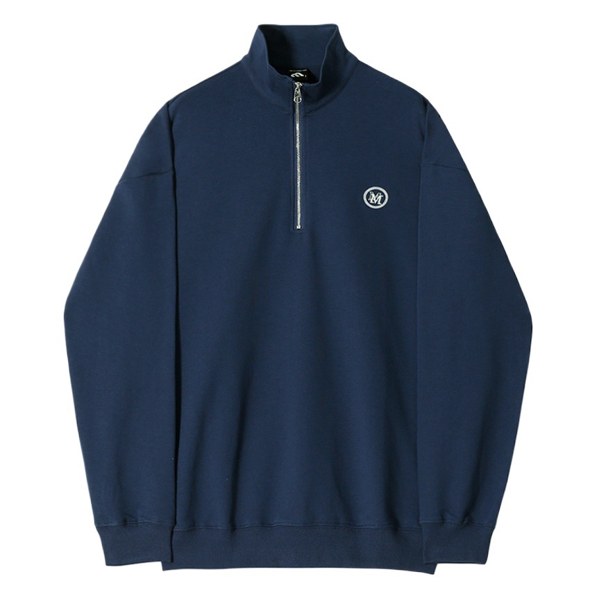 MYQ medio cuello alto suéter de la cremallera los hombres del otoño estilo Coreano moda carta suelta bordado manga larga top