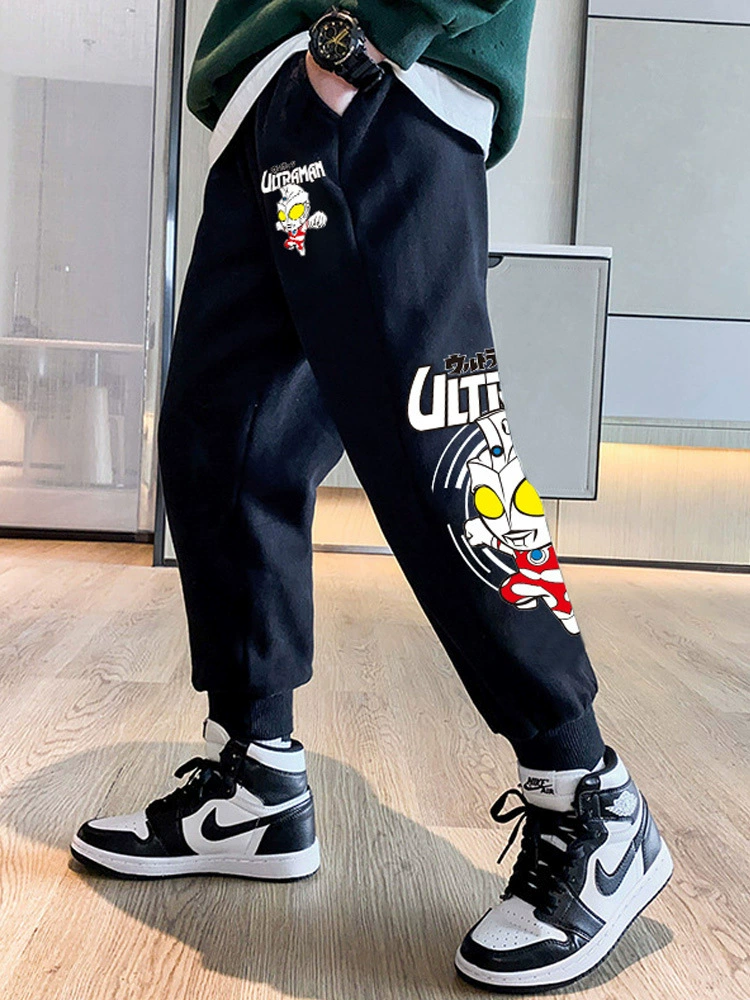 Детские осенние мультяшные fleece штаны для мальчиков для отдыха, для подростков, корейский стиль