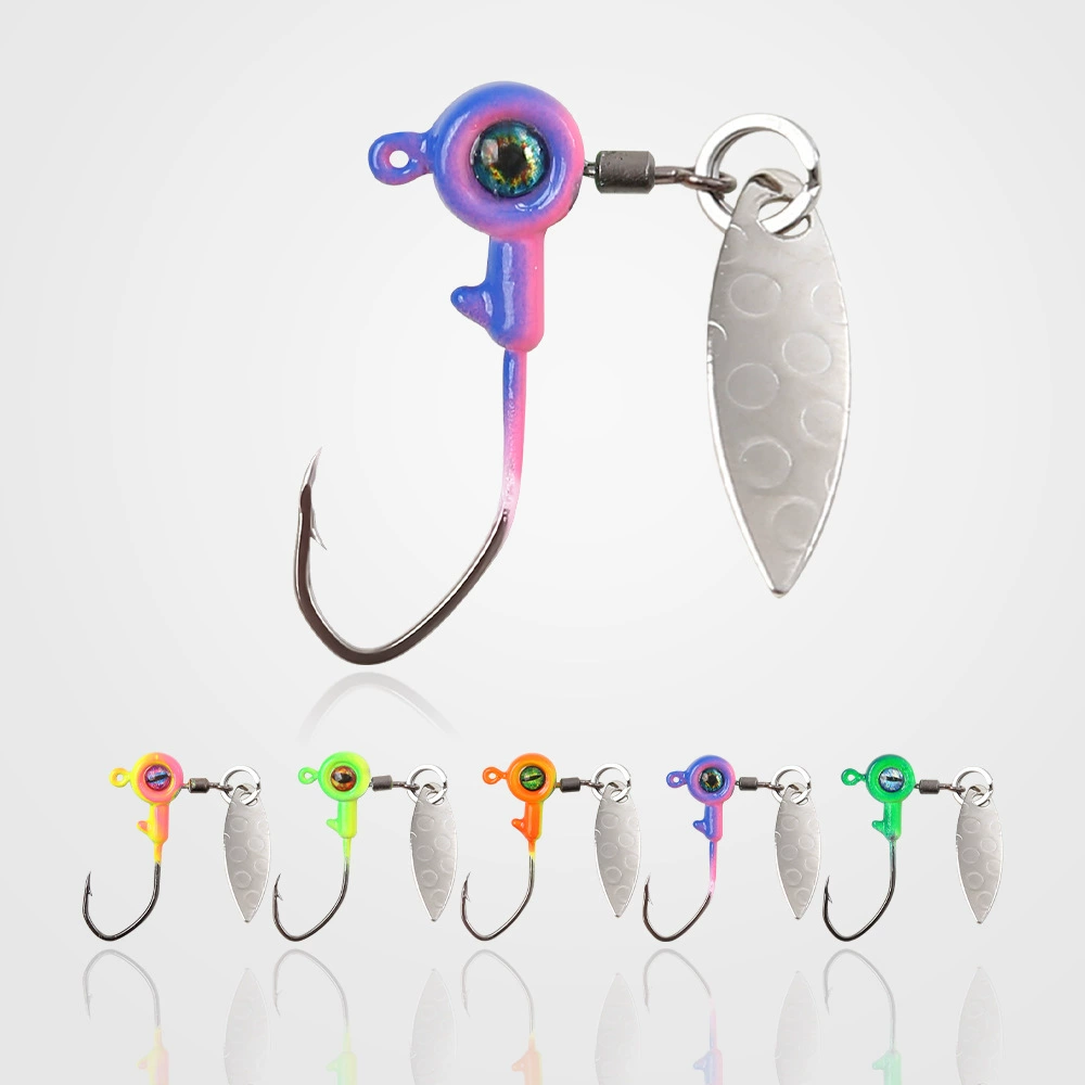 Двухцветный одноглазый крючок с орлиным клювом Luya и вращающейся блесткой, 1,7 г, противоскользящий крючок для микрорыбы с нижней частью для рыбалки, белые полоски с лошадиным ртом