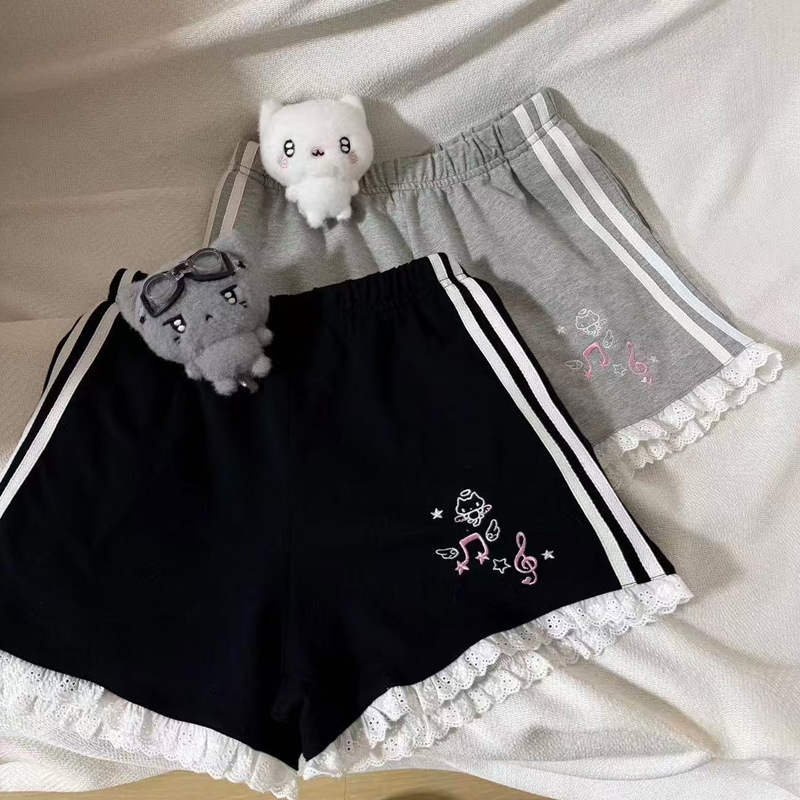 Mamba Cotton Embroidered Lace Shorts for Women, Casual Japanese Style, Cute Summer Elastic Waist Slimming Outfit, Cross-Border Southeast Asia Mamba Cotton Embroidered Lace Shorts for Women, Casual Japanese Style, Cute Summer Elastic Waist Slimming Outfit, Cross-Border Southeast Asia