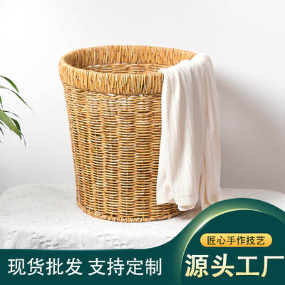 Nordic Style Rattan Woven Basket Round Home Desktop Storage Multi-function Storage Basket Office Storage Basket