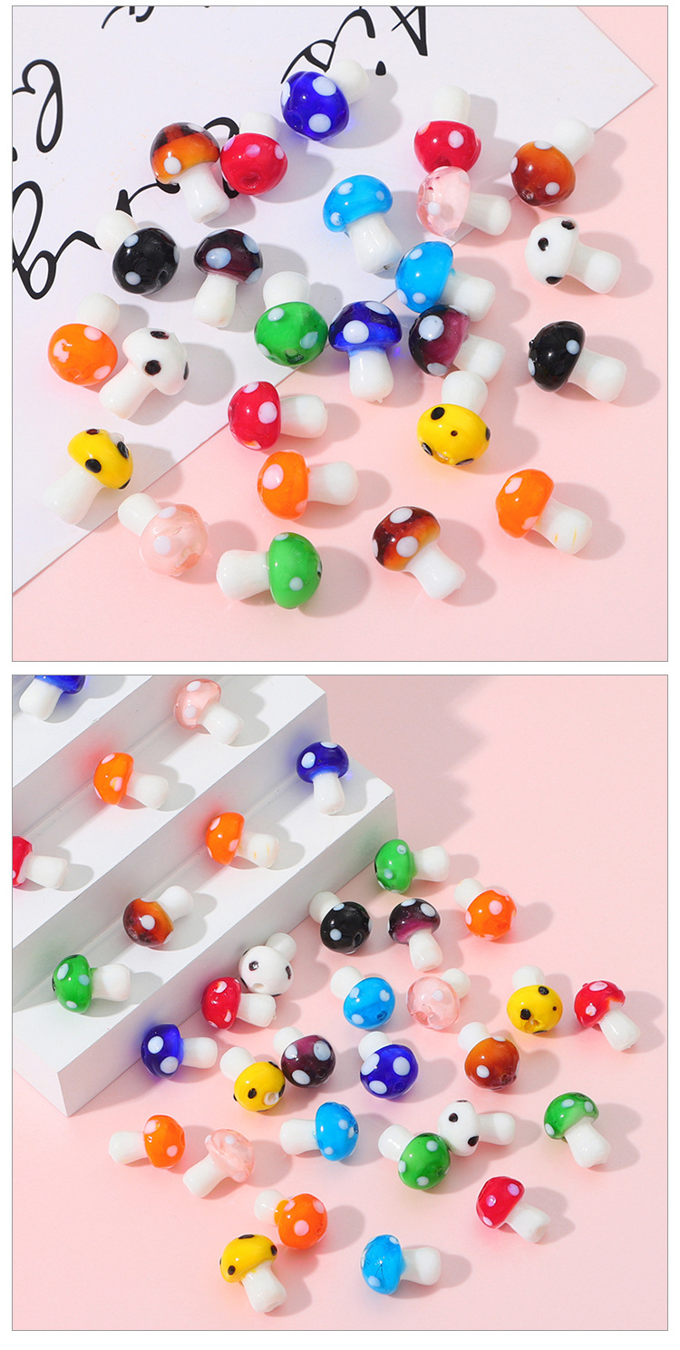 5 Pieces Glass Mushroom Beads display picture 2