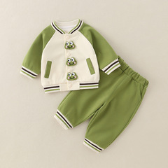 秋の新作男の子用Tシャツパンツ野球ユニフォームジャケットツーピースセットベビー子供春秋服分割セット
