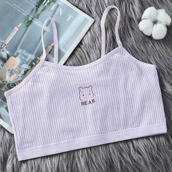White background bear double layer sling pure cotton [purple]