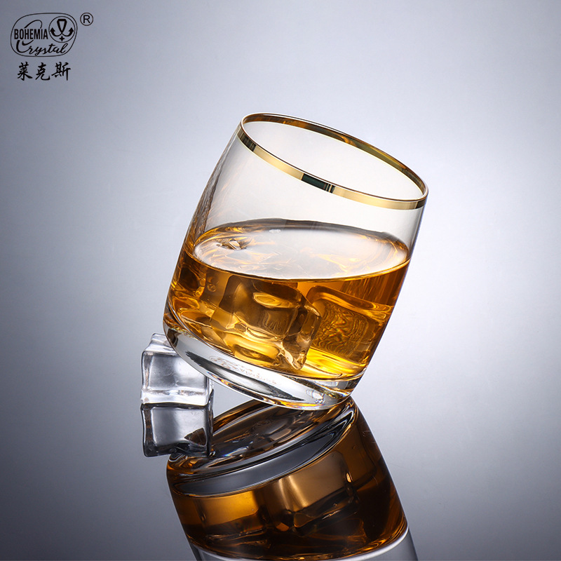 Vaso de whisky de cristal importado de la República Checa, vaso de agua de cristal con borde dorado, vaso para licor, copa de cristal, copa de vino personalizada. image 3