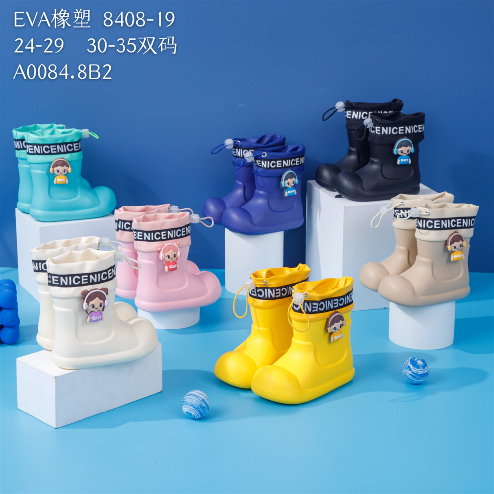 Children's Rain Boots Eva Cute Macaron Color Waterproof Kindergarten Rain Boots Kidsren's Baby Water Shoes Kidsren's Rain Boots