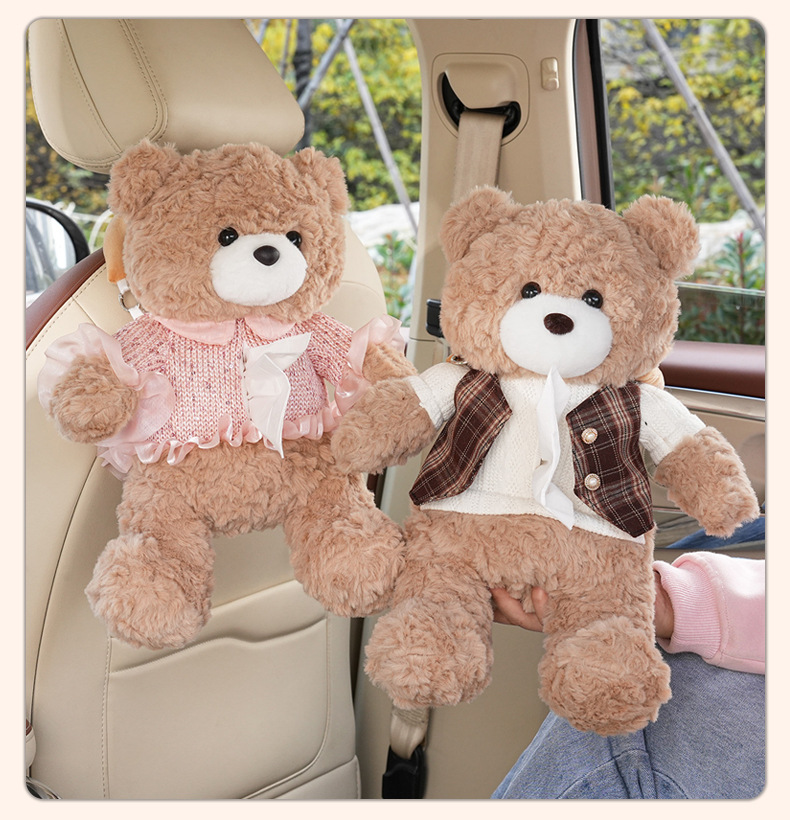 Cute Cartoon Car Tissue Box, High-End Tissue Hanging Bag, Creative Doll Car Hanging Tissue Box