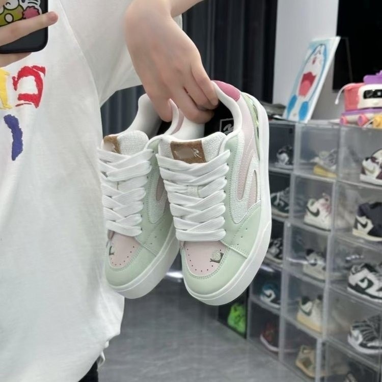 多巴胺绣花小白鞋女2025秋季新款复古风百搭休闲板鞋运动滑板鞋子|undefined