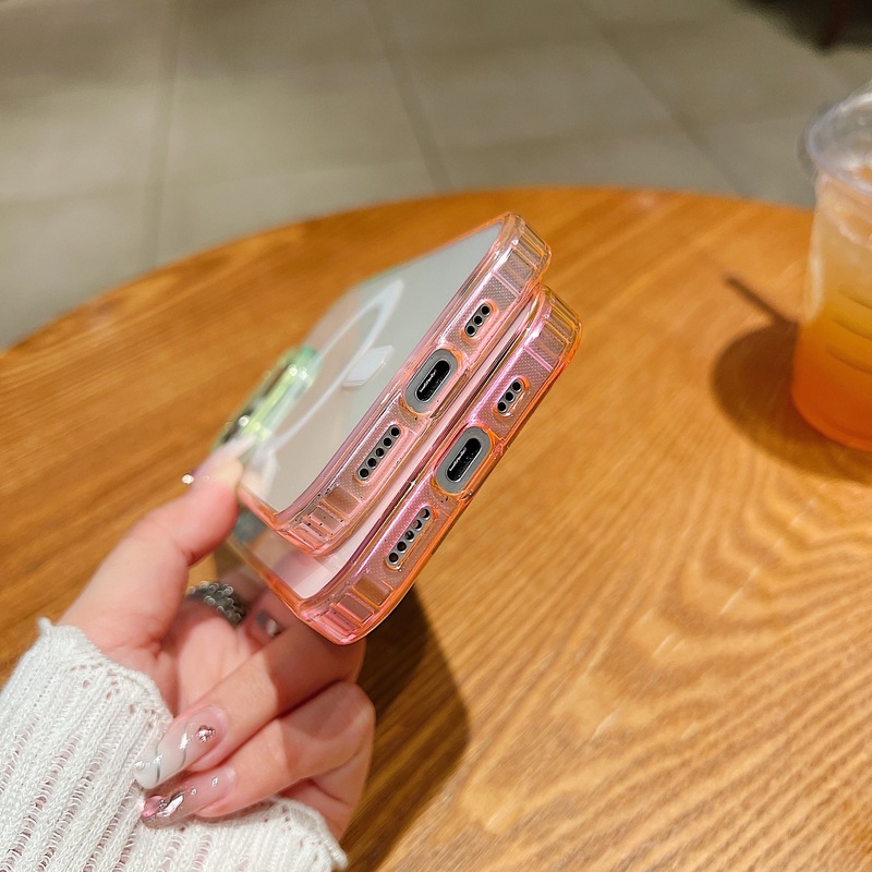 Apple 17Pro 携帯電話ケースに適した 2 色のグラデーション透明アクリル磁気吸引 iphone16 オールインクルーシブ保護カバー|undefined