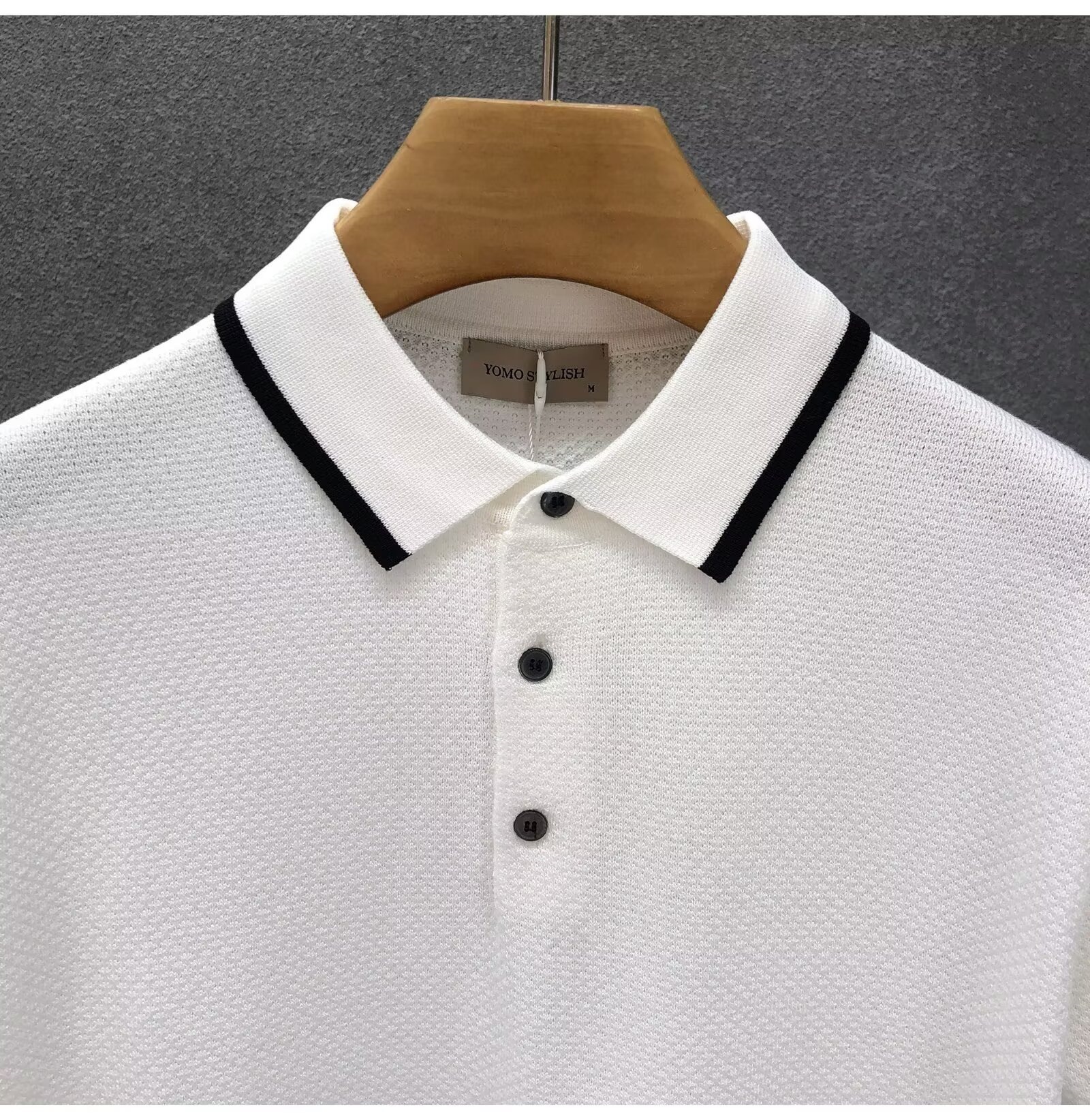 Men's Breathable Knit Polo Shirt With Contrast Collar, Casual Business Short Sleeve Top For Summer, Comfortable Loose Fit T-Shirt_viptrois.com