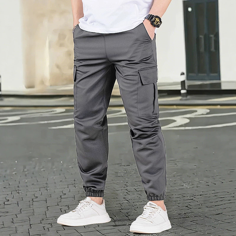 New cross-border Amazon men's casual pants, youth solid color cargo pants, slim-fit, sporty, versatile multi-pocket long pants New cross-border Amazon men's casual pants, youth solid color cargo pants, slim-fit, sporty, versatile multi-pocket long pants