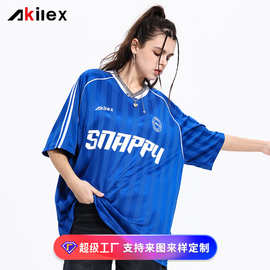 潮牌情侣球衣定制宽松助威短袖街头摆拍美式足球服女士足球服跨境