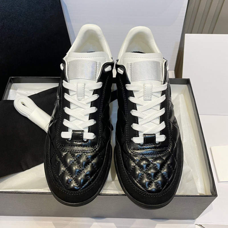 Chanel Silver New Model 25S German Training Shoes for Women, Quilted Tennis Shoes, Chanel-Style Casual Sneakers