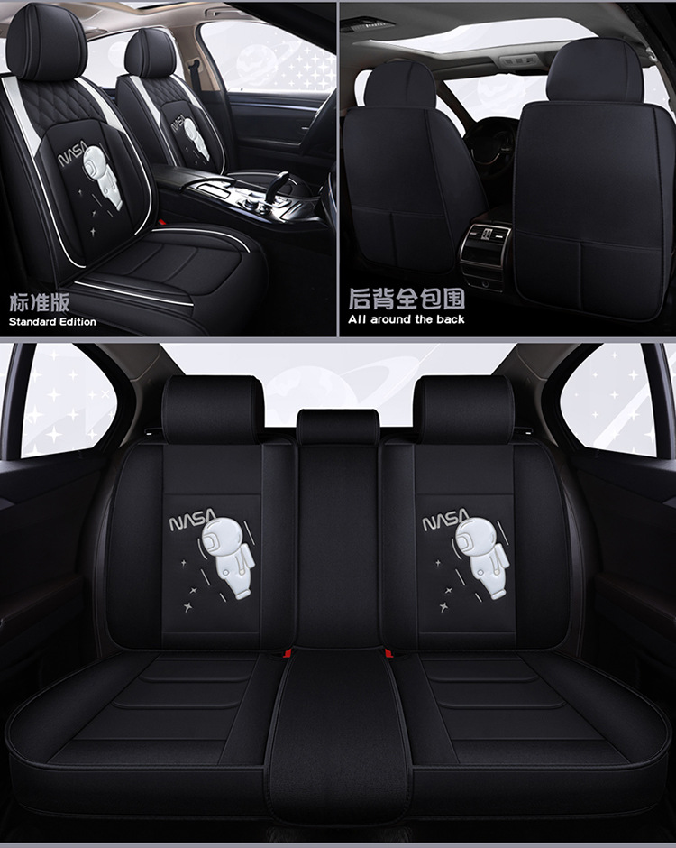 Summer New Car Seat Cushion, Linen Seat Cover, Universal for All Seasons, Fully Surrounded Linen Fabric Cushion, Cartoon Special Cushion