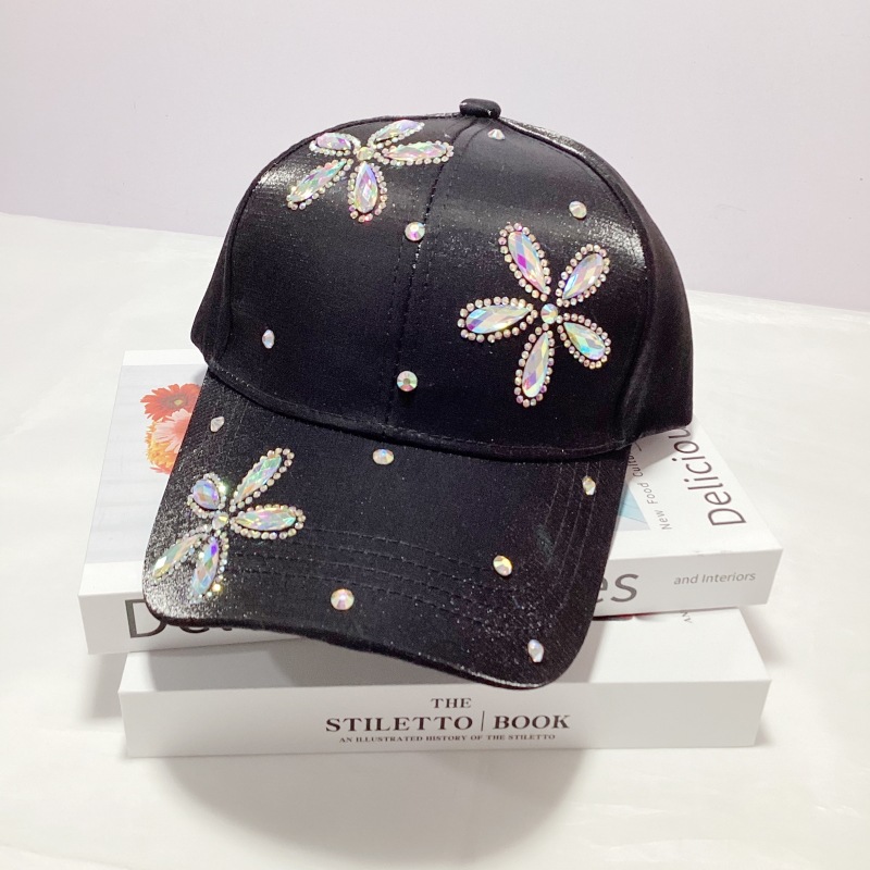 Women's Elegant Classic Style Solid Color Rhinestone Curved Eaves Baseball Cap display picture 7