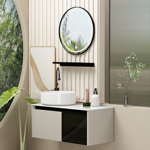 Small Apartment High-grade Bathroom Cabinet Rock Board Wash Basin Bathroom Wall Bathroom Counter Basin Cabinet Toilet Basin