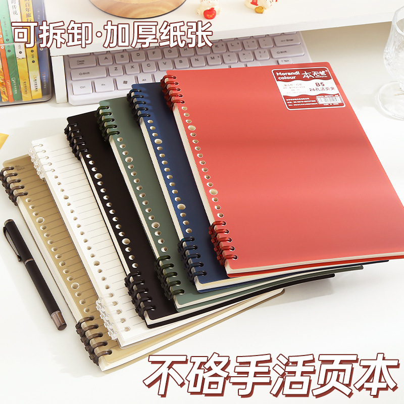 B5 Coil Ring Binder Notebook Cover Does Not Irritate Hands, Horizontal Line Notebook with Detachable Refill Loose-Leaf Notebook B5 Coil Ring Binder Notebook Cover Does Not Irritate Hands, Horizontal Line Notebook with Detachable Refill Loose-Leaf Notebook