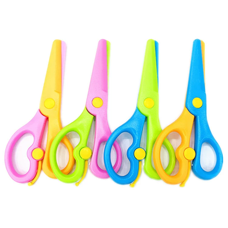 Детские безопасные ножницы Пружинные трудосберегающие ножницы Мультяшные ножницы ручные ножницы для бумаги пластиковые ножницы