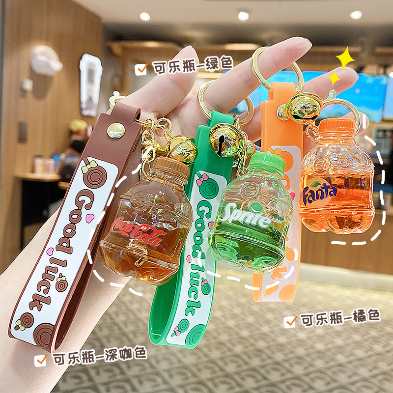 Botella de refresco helado creativo llavero colgante decoración en aceite bebida en línea pareja bolso pequeño colgante llavero