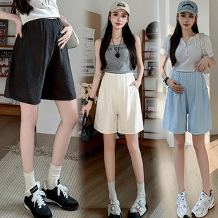 Real Shot of Summer Maternity Elastic Pants with Drawstring, Washed Cotton Maternity Pants, Can Be Worn after Childbirth