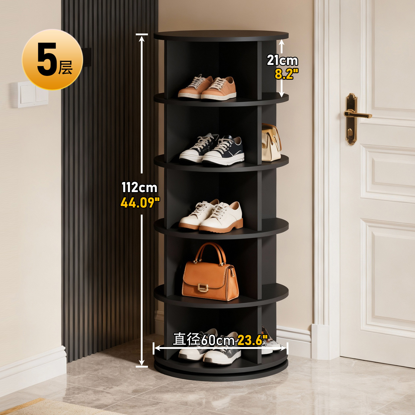 Estante giratorio para zapatos Estante de piso para centros comerciales Estante de exhibición de bolsas simples multicapa Gabinete de zapatos de porche para el hogar de 360 grados image 18