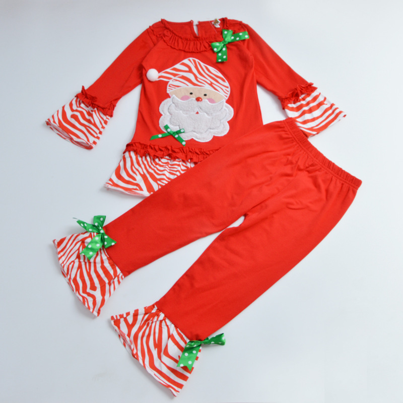 Christmas Cute Cartoon Santa Claus Flower Cotton Girls Clothing Sets display picture 10