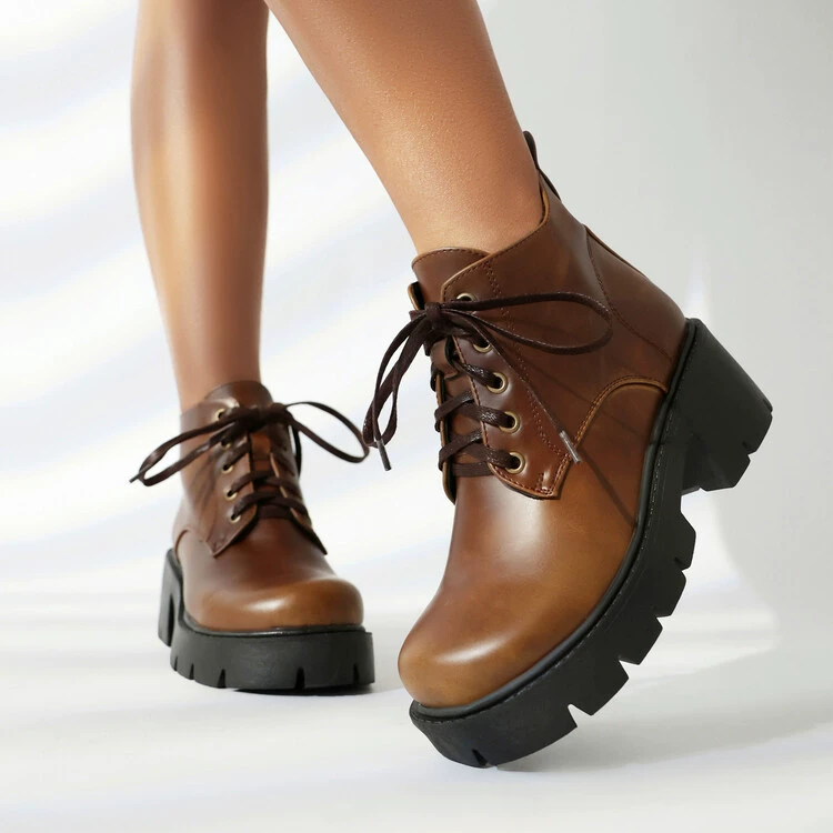 2024 весна и осень 40-43 внешняя торговля трансграничные ботильоны больших размеров AliExpress трансграничные ботильоны на шнуровке платформа на массивном каблуке Ботинки Martin