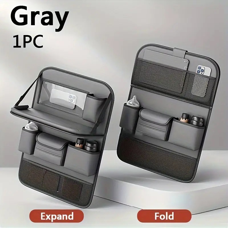 Car Seat Storage Bag Nappa Leather Seat Back Storage Bag Dining Table Small Table Car Hanging Bag Large Capacity