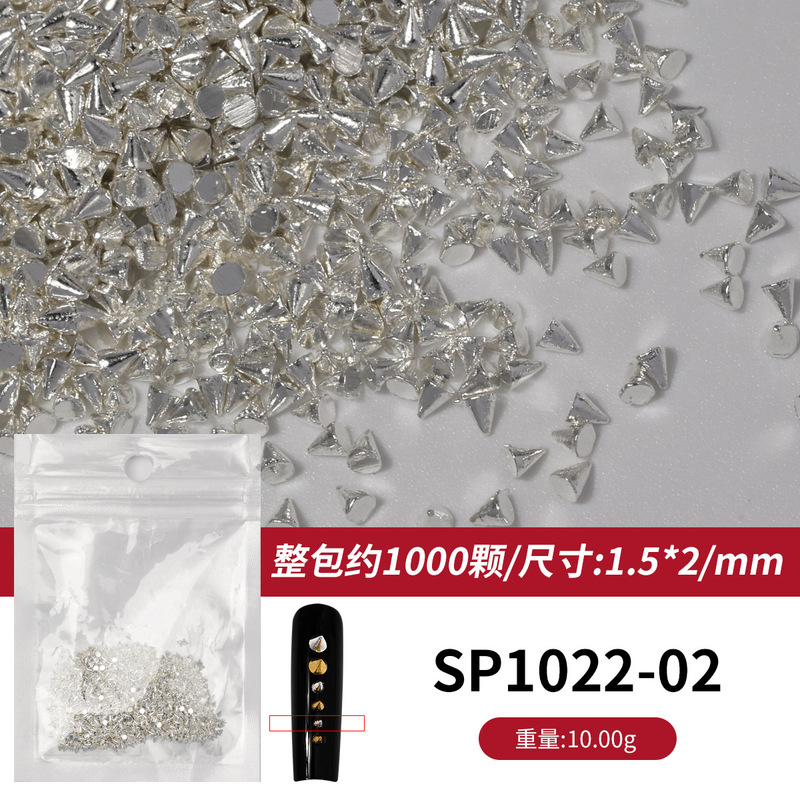 国境を越えた新型ミニ尖ったネイルアクセサリーパンク風復古リベット平底中実心の尖った爪のアクセサリー|undefined