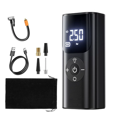 Cross-border vehicle-mounted wireless air pump portable air pump car tire with tire pressure measurement car electric air pump (Hava nasosu) - english-version-qs002-wireless-air-pump-black