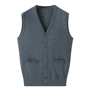 Spring and Autumn Plus Large Size Men's Wool Vest Knitted Sweater Vest Dad's Waistcoat Cardigan Vest