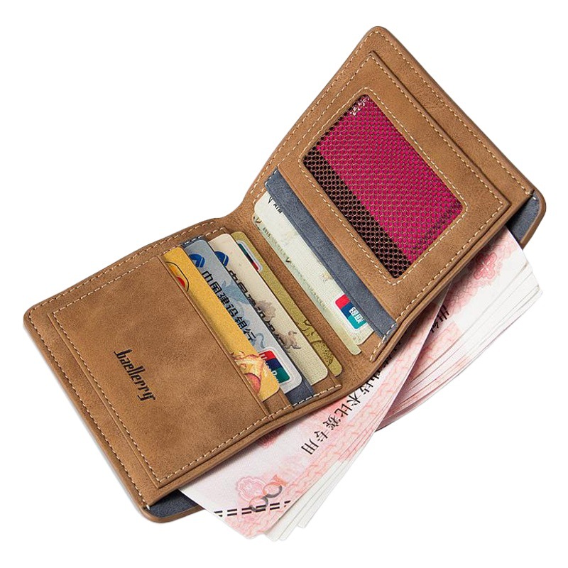 Wear-resistant men's wallet short student retro frosted two-fold vertical new wallet leather goods manufacturers wholesale card bag