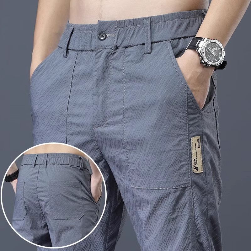 Men's Casual Pants Summer Thin Trendy Loose Straight Ice Silk Long Pants 2026 Summer Quick-Dry Sports Pants for Men