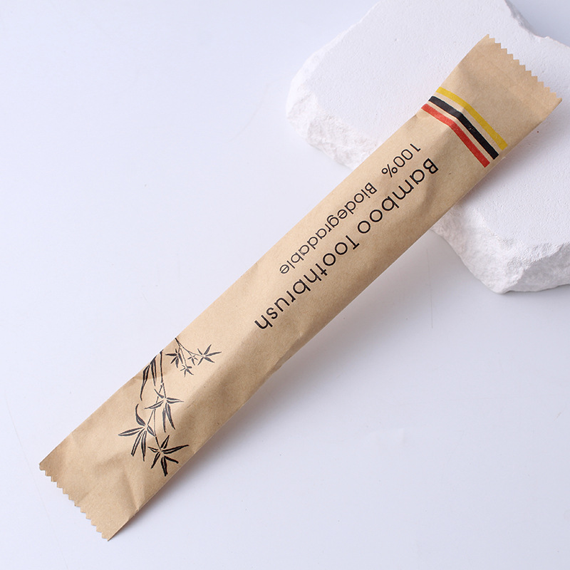 cepillo de dientes de bambú desechable cepillo de dientes de bambú de pelo suave bolsa de papel biodegradable envasado cepillo de dientes de bambú adulto carbón de bambú