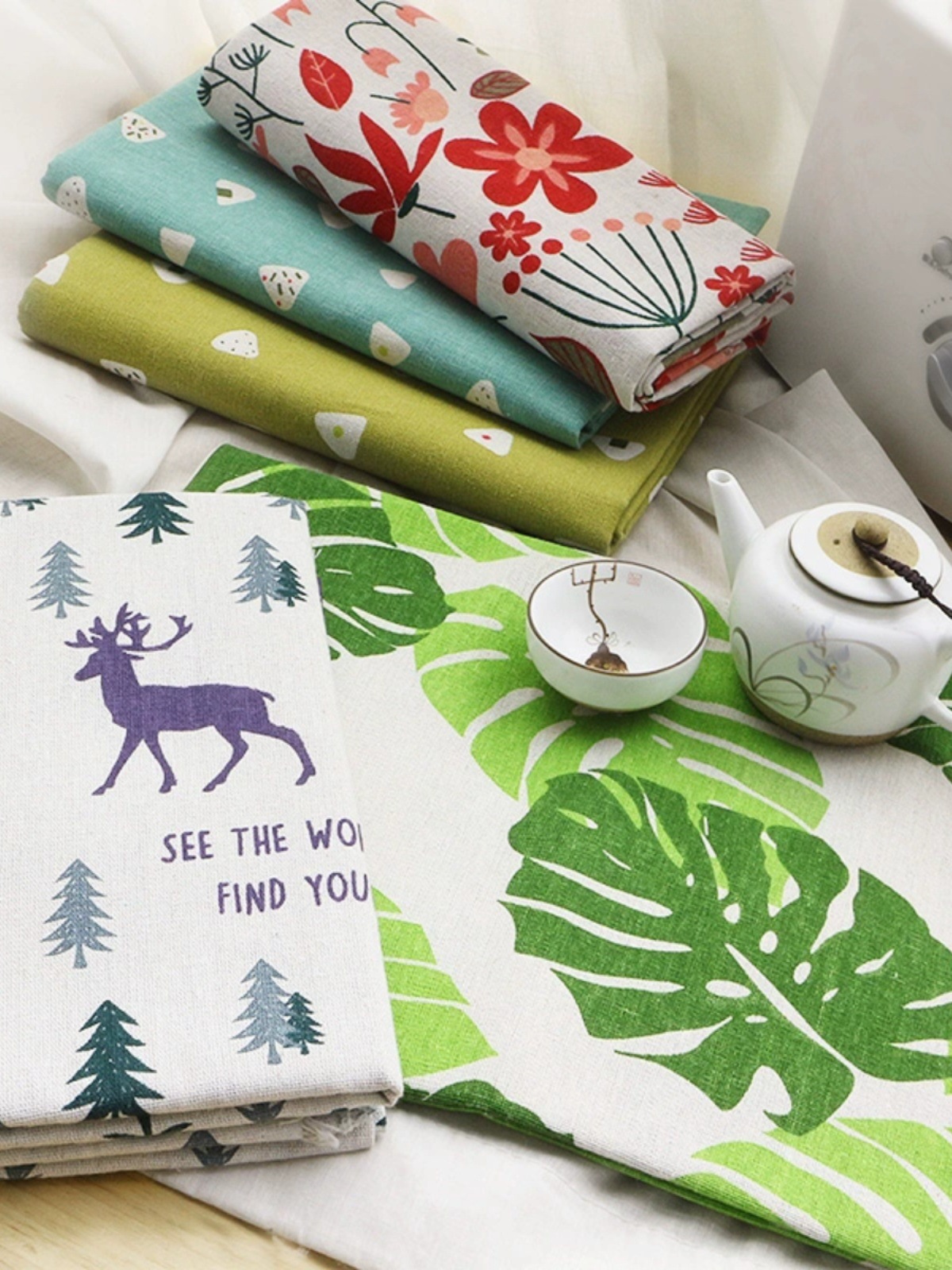 tela de algodón ins tela de lino tela de mesa cortina tela de tela sofá tela hecha a mano