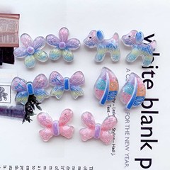 亮片切面卡通线条花朵叶子树脂配件diy手机壳饰品配件发饰品材料